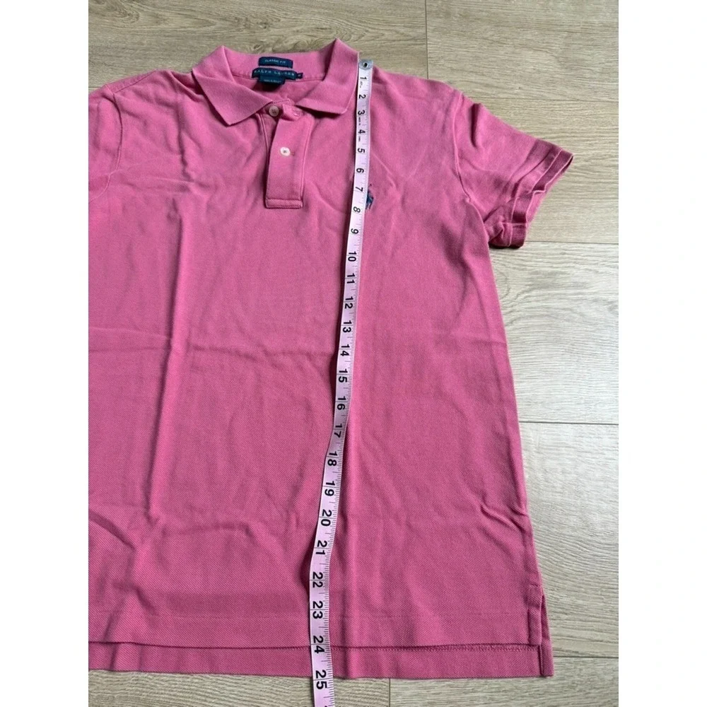 EUC Womens Ralph Lauren Classic Fit pink short sleeve polo vintage cotton size M
